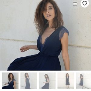 Dark blue dress with delicate lace accent